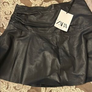 Zara Black Leather Skirt